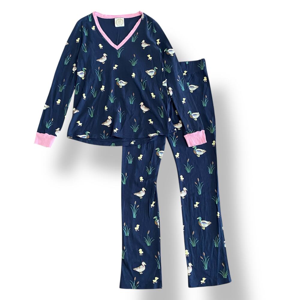The Beaufort Bonnet Company Navy Duck‎ Long Sleeve Pajama Set Size XS Lounge